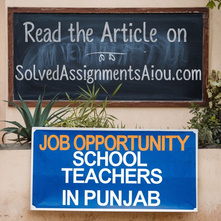 Jobs Opportunity for Punjab’s School Teacher