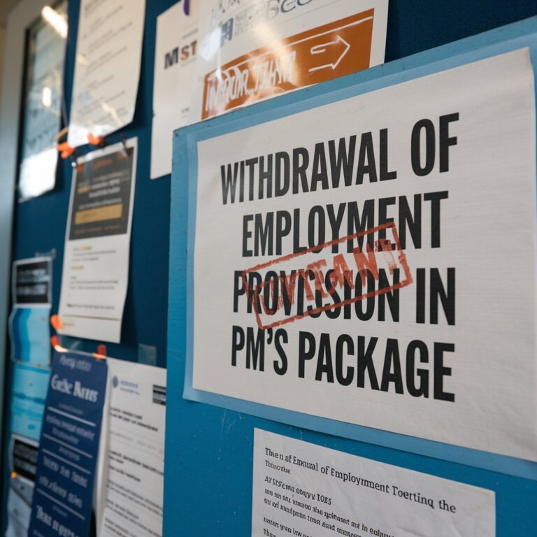 Withdrawal of Employment Provision in PM’s Package