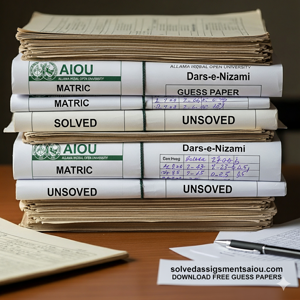 Matric/Dars e Nizami free solved/Unsolved guess papers aiou