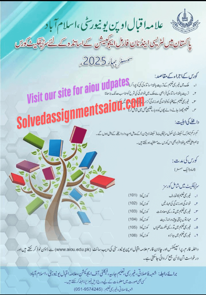 AIOU Professional Development Course for Teachers 2025