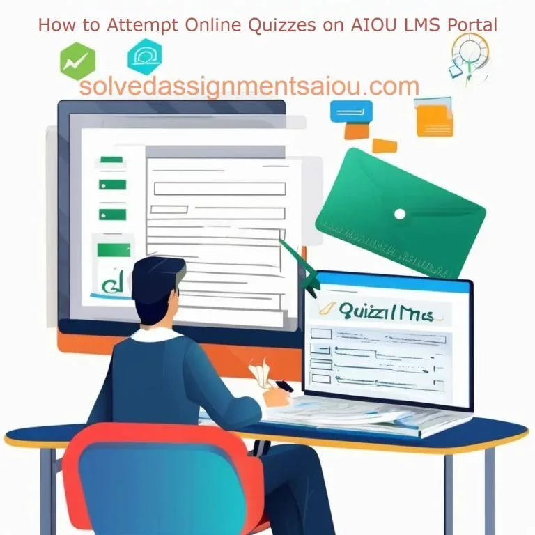 AIOU LMS Quiz Guide – Attempting Online Quizzes Made Eas AIOU LMS quiz guide showing students how to attempt online quizzes step-by-step
