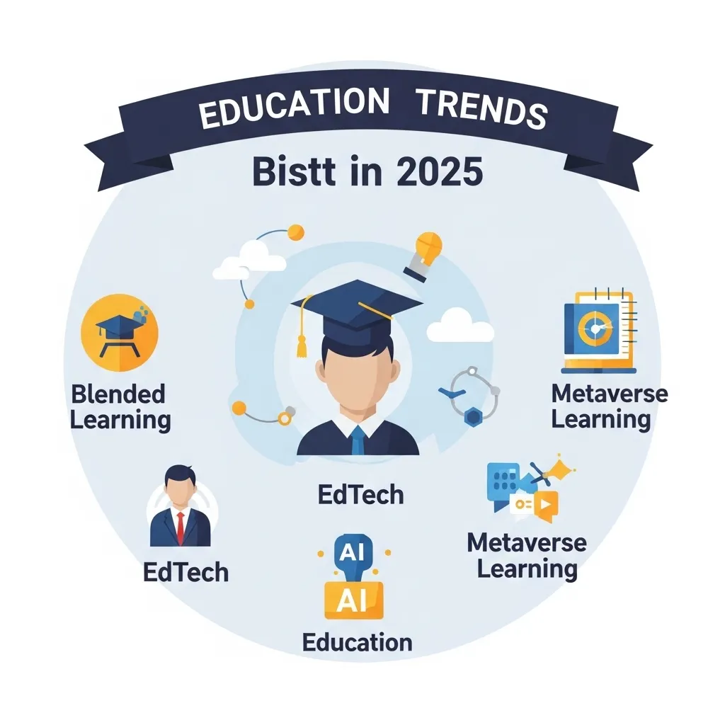 Education trends in 2025 showing blended learning and digital tools