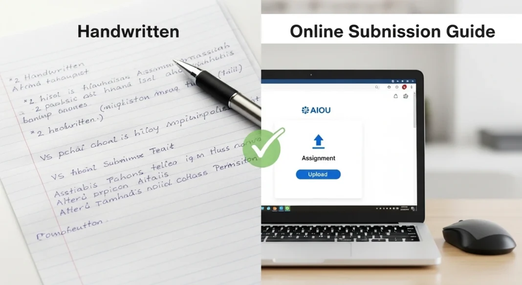 AIOU assignments handwritten vs online submission method