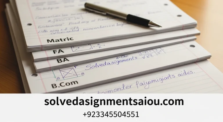 AIOU Handwritten Assignments for Matric, FA, BA & B.Com