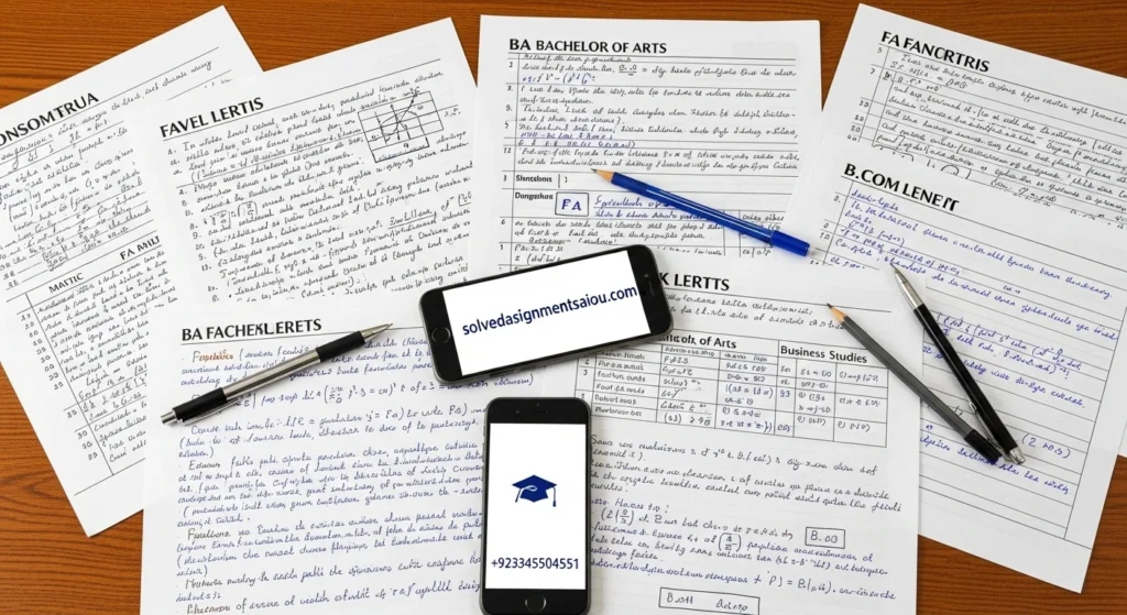 AIOU handwritten assignments for Matric, FA, BA and B.Com students