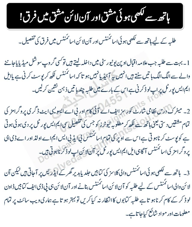 AIOU online assignment submission through LMS portal