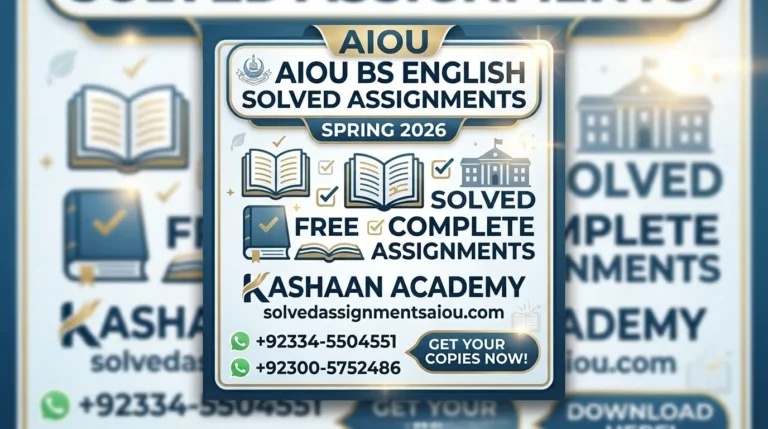 Download AIOU BS English Free Solved Assignments Spring 2026