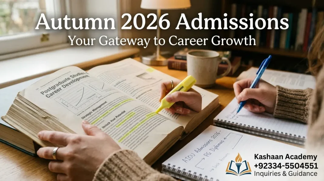 A professional balancing remote study and career growth during the AIOU Postgraduate Diploma Admission Autumn 2026 semester