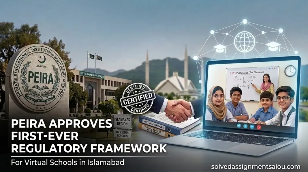 Illustration representing PEIRA's new virtual school regulatory framework for online education in Islamabad, Pakistan
