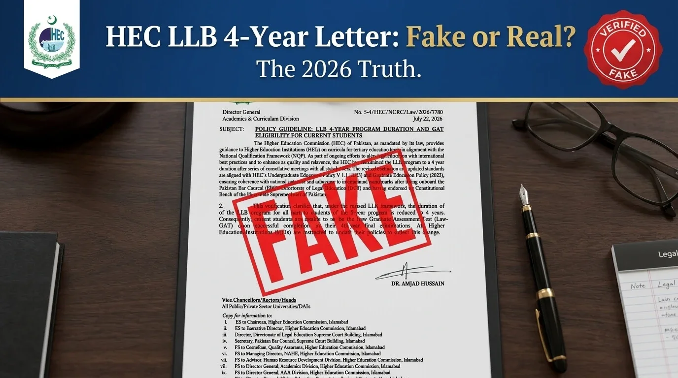 HEC LLB 4 year fake letter